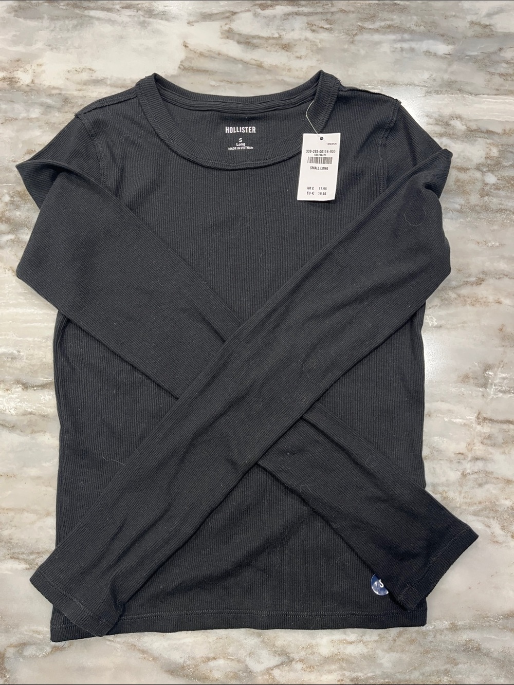 Hollister Women’s Size Small Black Ribbed Crewneck Lightweight Longsleeve Tee